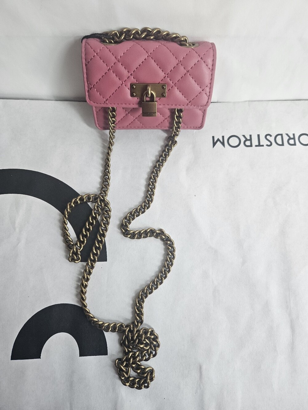Kurt Geiger London Micro Brixton Quilted Shoulder Bag Pink